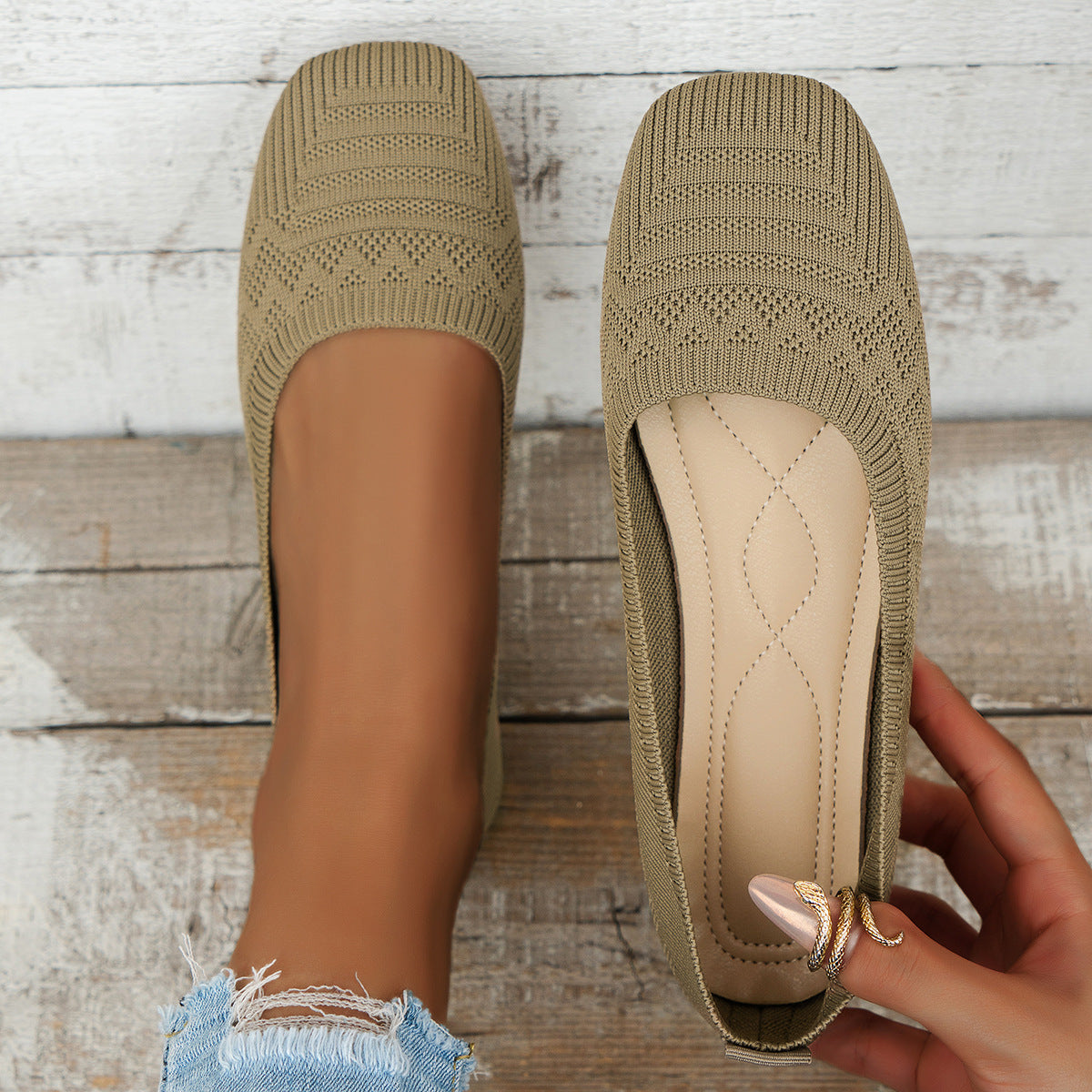 Women’s Knitted Slip-On Shoes | Plus Size Breathable Sneakers FitiqueFit