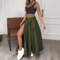 Women’s Cropped Vest & High-Waisted Slit Skirt Matching Set FitiqueFit
