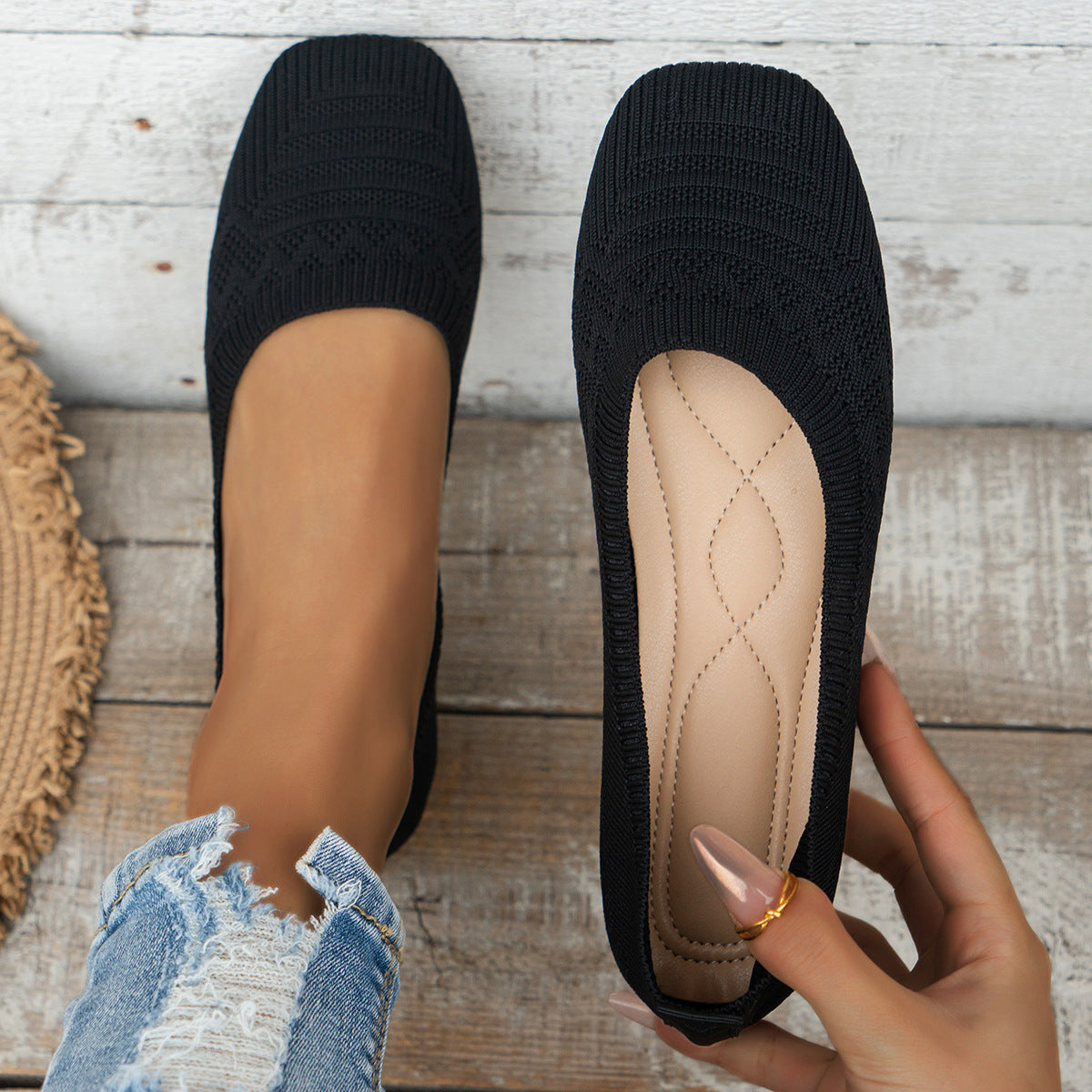 Women’s Knitted Slip-On Shoes | Plus Size Breathable Sneakers FitiqueFit
