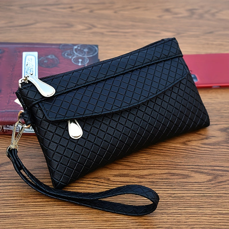 Women's Argyle Quilted Clutch Bag - Multi Zipper Wristlet Bag For Phone & Coin, Fashion Handbag - For Women - Suitable for Evening Parties & Casual Outings - Perfect Gift for Her NovaCart