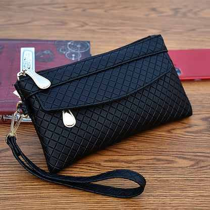 Women's Argyle Quilted Clutch Bag - Multi Zipper Wristlet Bag For Phone & Coin, Fashion Handbag - For Women - Suitable for Evening Parties & Casual Outings - Perfect Gift for Her NovaCart