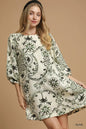 Umgee Boho Printed Balloon Sleeve Mini Dress West2East Surf