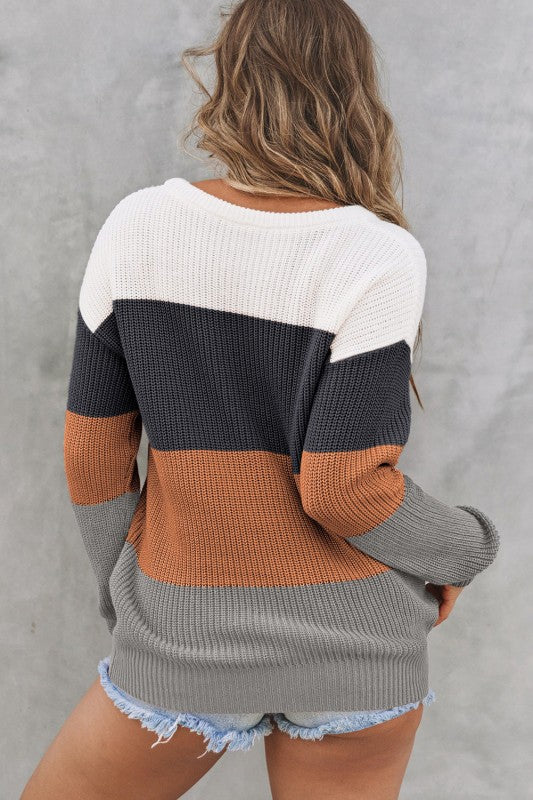 Colorblock Stripe Round Neck Pullover Sweater Shop Style & More | Fresh Looks, Everyday Deals & Free Shipping
