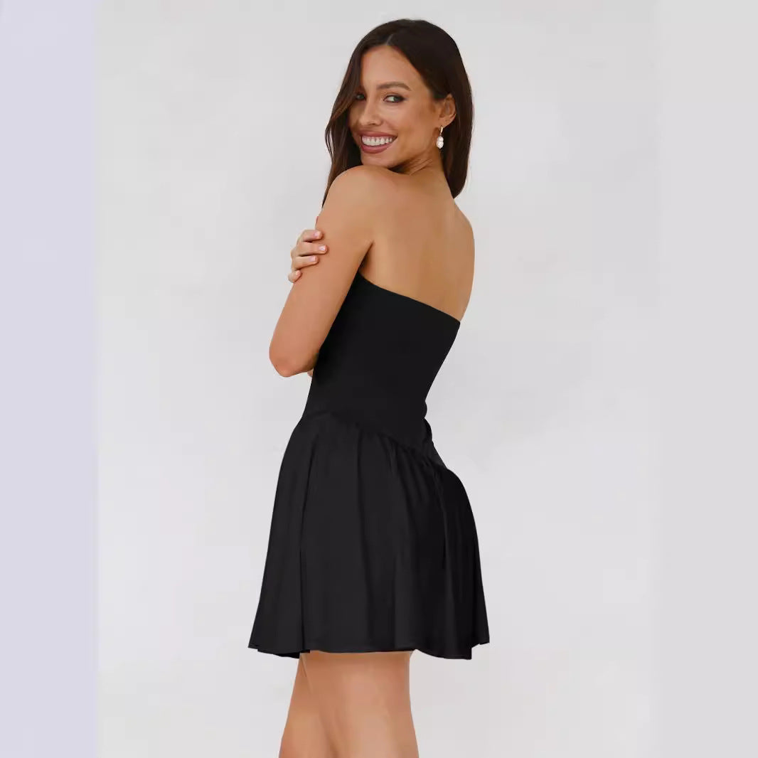 Women's Pleated Color Block Tube Top Dress FitiqueFit