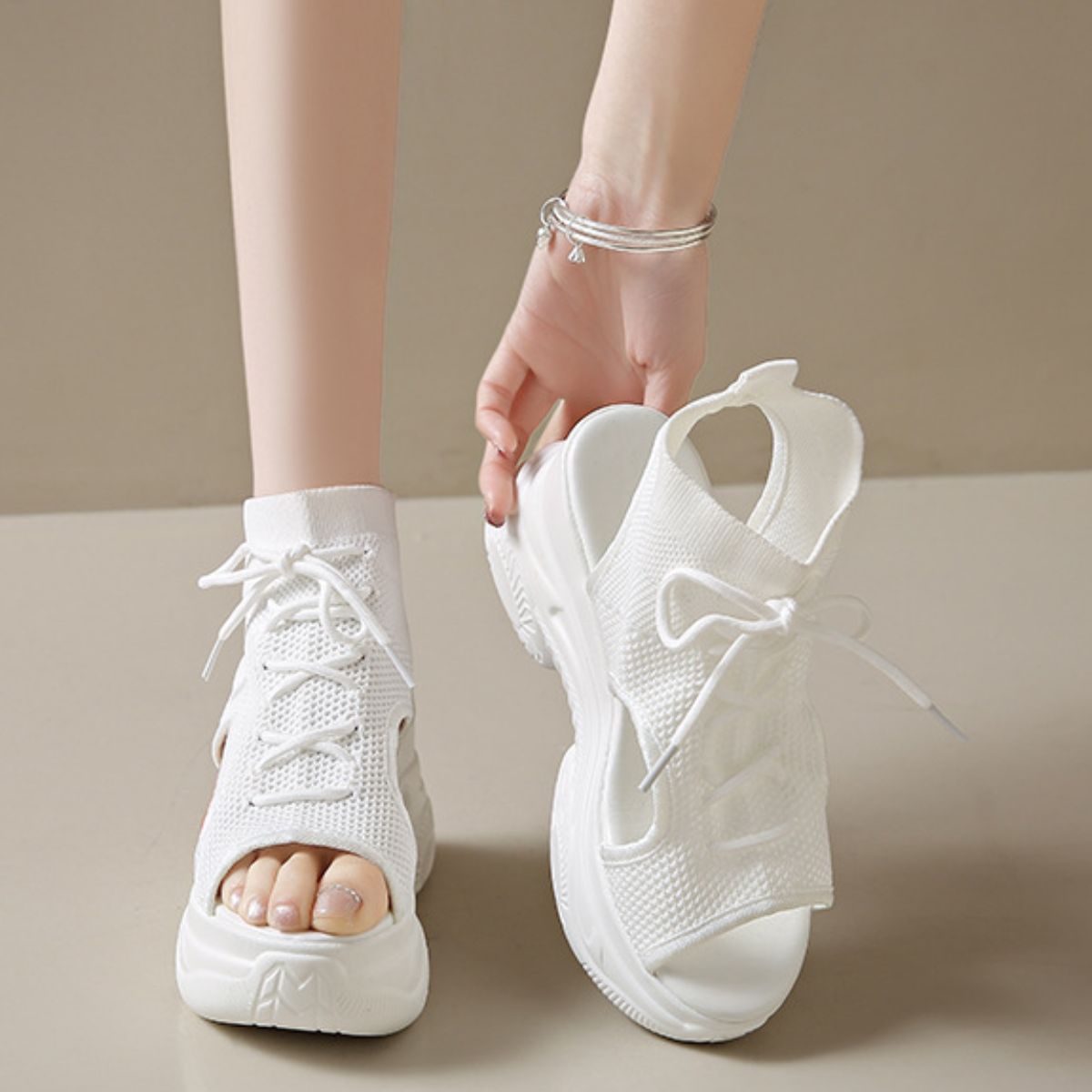 Cutout Mesh Wedge Sandals New Era Fashion LLc