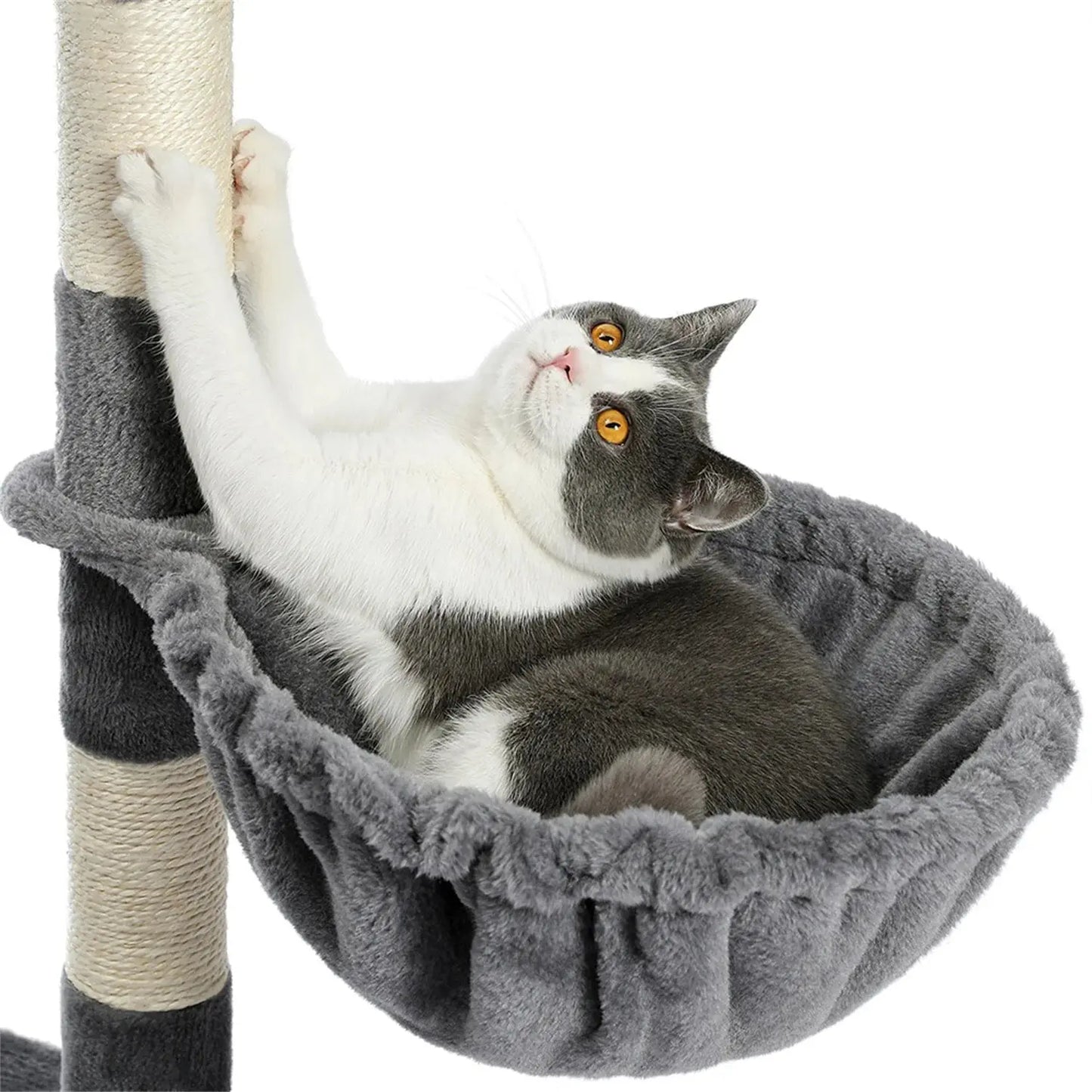 Deluxe 56" Cat Tree for Indoor Cats - Spacious Cat Tower with Plush Perches, Cozy Basket, and Durable Scratching Posts in Gray