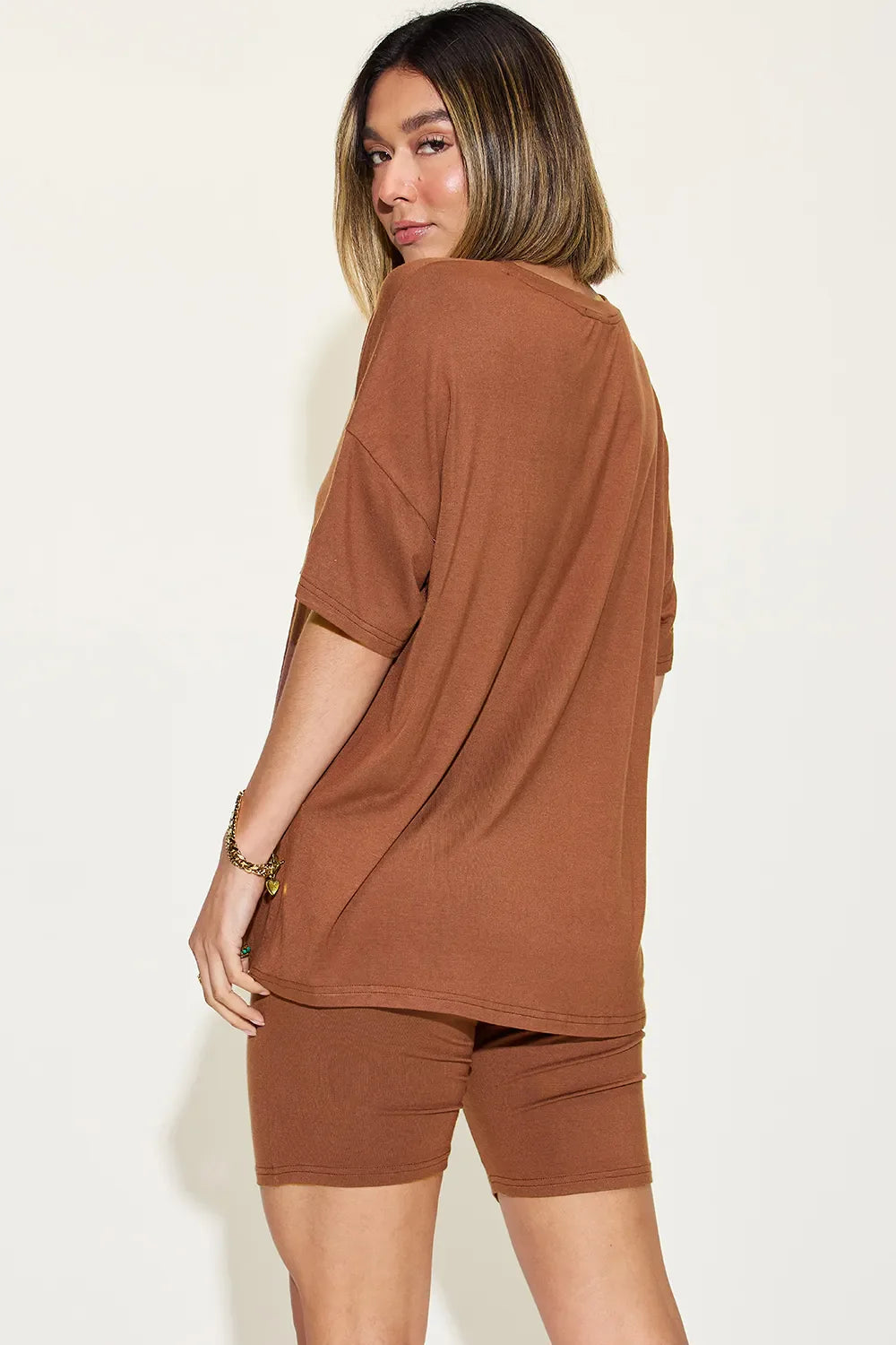 Basic Bae Full Size V-Neck Drop Shoulder T-Shirt and Shorts Set New Era Fashion LLc