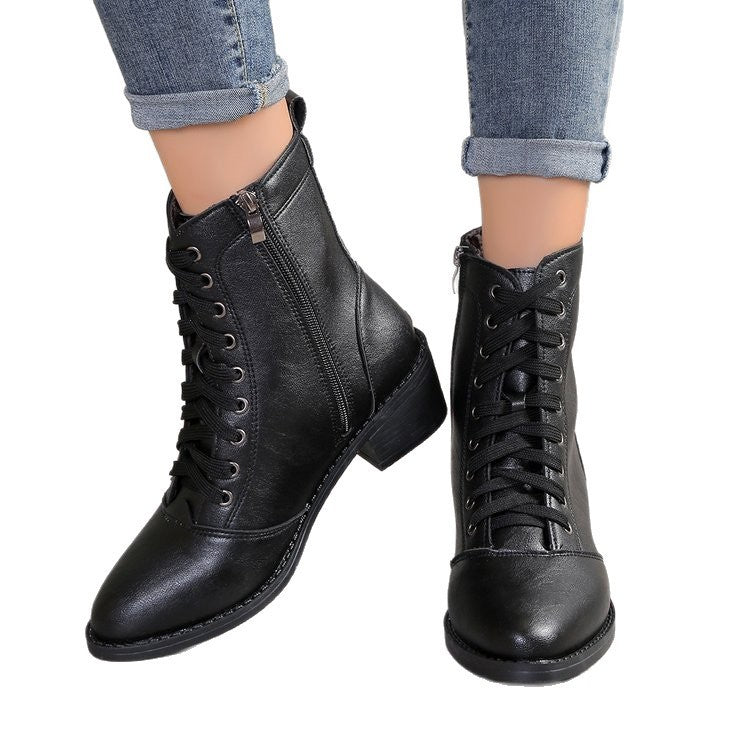 British Style High-Top Zipper Leather Boots — Women’s Trend Fashion Boots FitiqueFit