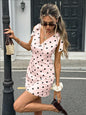 Women's Sleeveless V-Neck Mini Dress with Lace-Up Bow Detail FitiqueFit