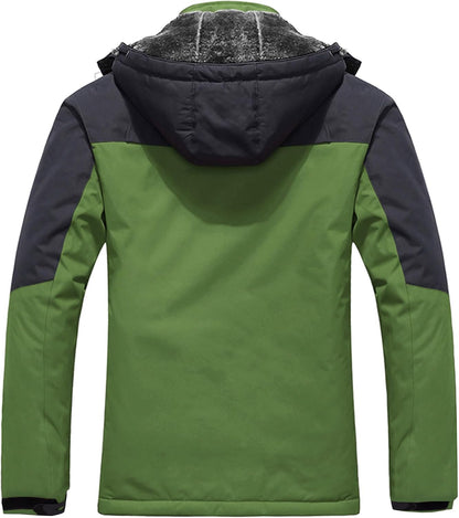 Men'S Mountain Waterproof Ski Jacket Windproof Rain Jacket Winter Warm Hooded Coat