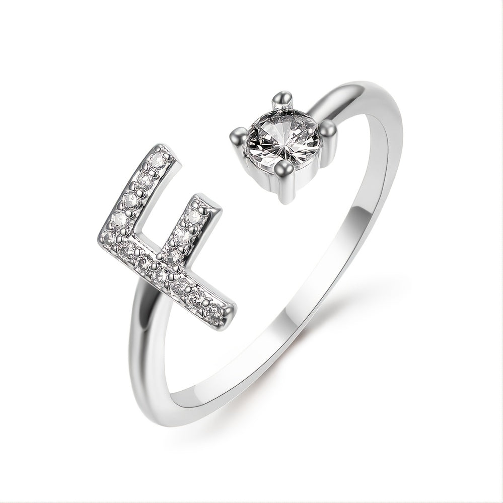 Popular Fashion Silvery AZ Letter Ring Initials Wedding Love Couple Rings Bridesmaid Gift NovaCart