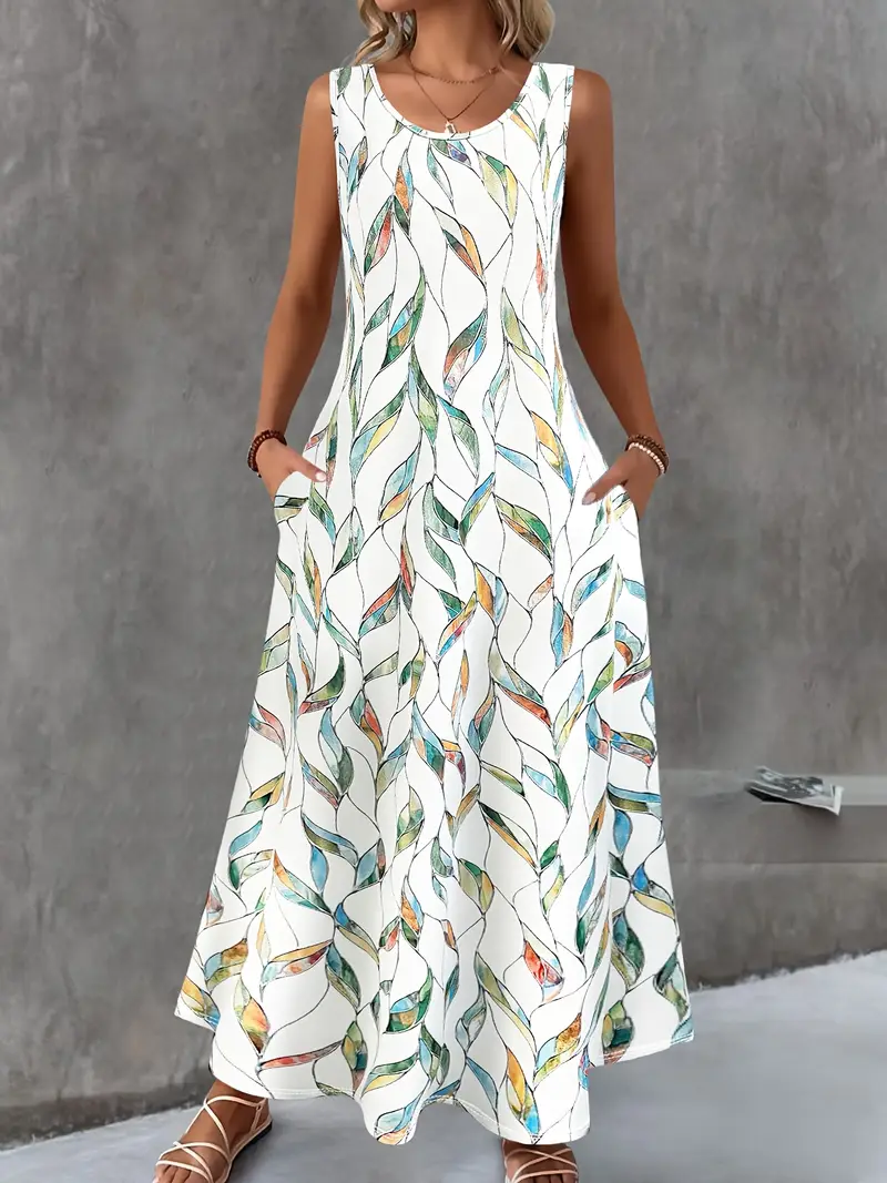 Women's Elegant Floral Print Two-Piece Set – Round Neck Top & Pants FitiqueFit