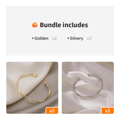 A Sleek And Stylish Twisted Texture Golden Bangle NovaCart