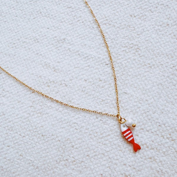 Striped Fish & Pearl Necklace – Nautical, Cute Sty Shop Style & More | Fresh Looks, Everyday Deals & Free Shipping