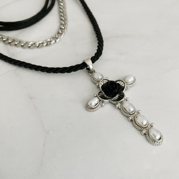 Layered Black Rose Cross Necklace Shop Style & More | Fresh Looks, Everyday Deals & Free Shipping