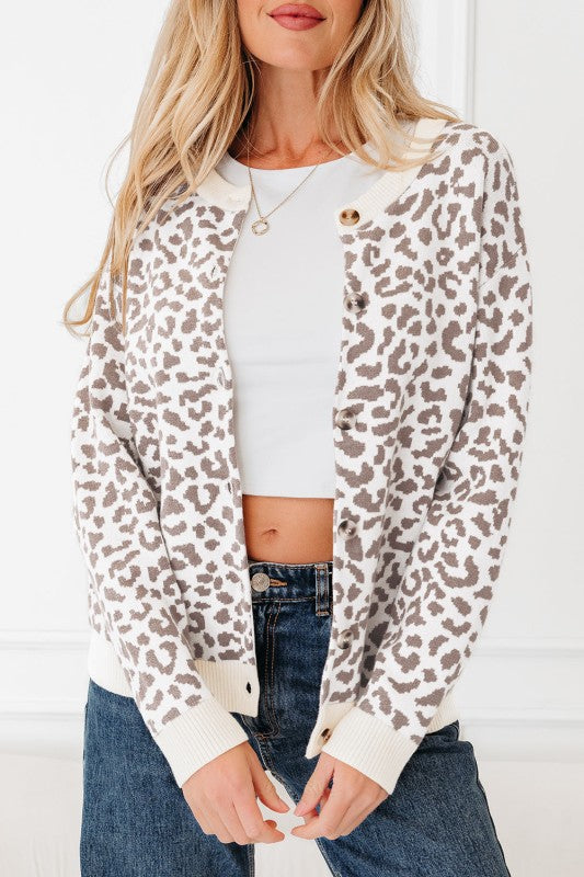 Leopard Drop Shoulder Chunky Cardigan Sweater Shop Style & More | Fresh Looks, Everyday Deals & Free Shipping