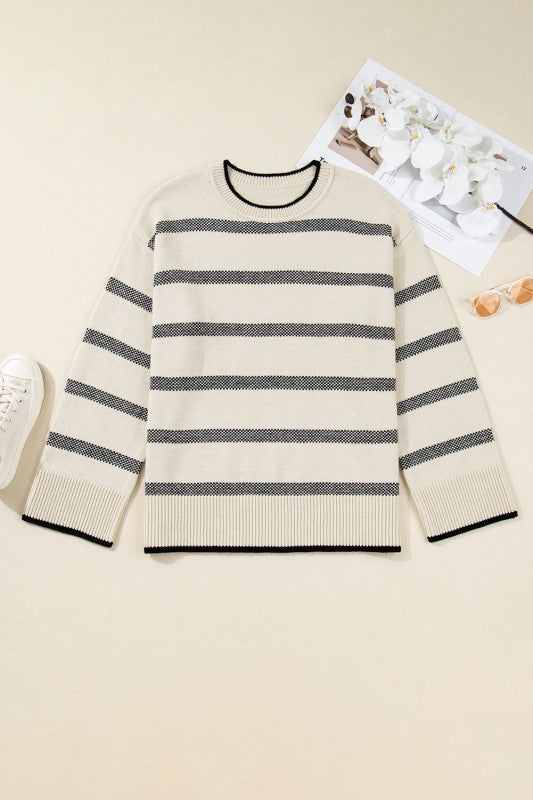 Plus Size Stripe Wide Sleeve Crewneck Sweater Shop Style & More | Fresh Looks, Everyday Deals & Free Shipping