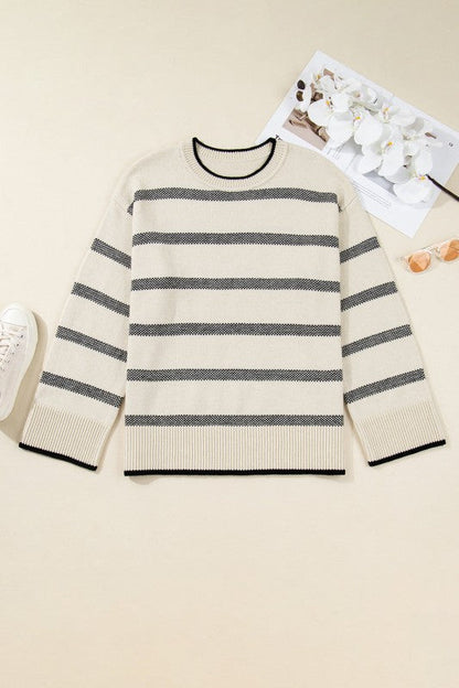 Plus Size Stripe Wide Sleeve Crewneck Sweater Shop Style & More | Fresh Looks, Everyday Deals & Free Shipping