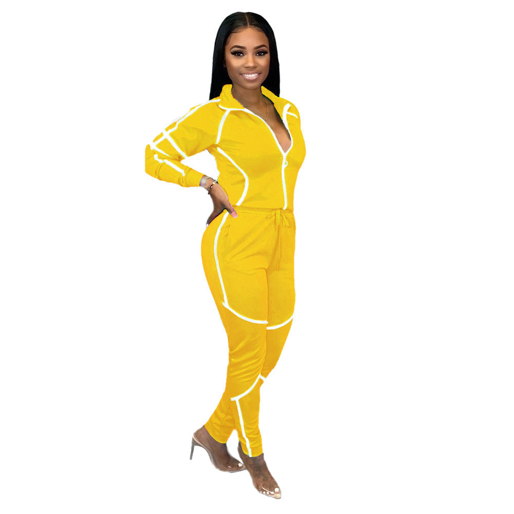 Womens Casual Sportswear Set With Unique Patchwork And Solid Colors New Era Fashion LLc