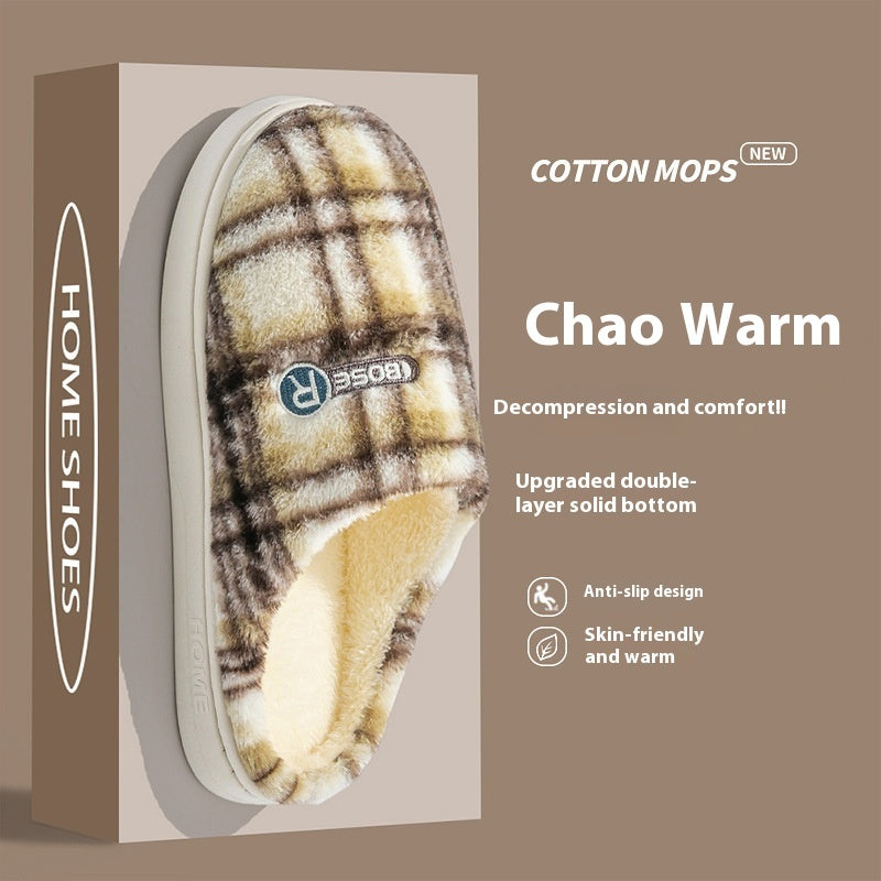 Women's Home Plush Warm Non-slip Plaid Cotton Shoes See size chart under “more details” The Fashion Celestial