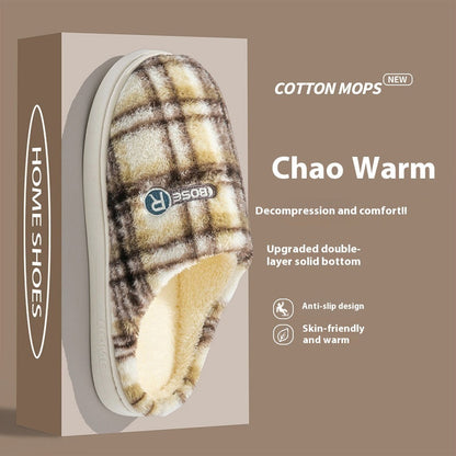 Women's Home Plush Warm Non-slip Plaid Cotton Shoes See size chart under “more details” The Fashion Celestial