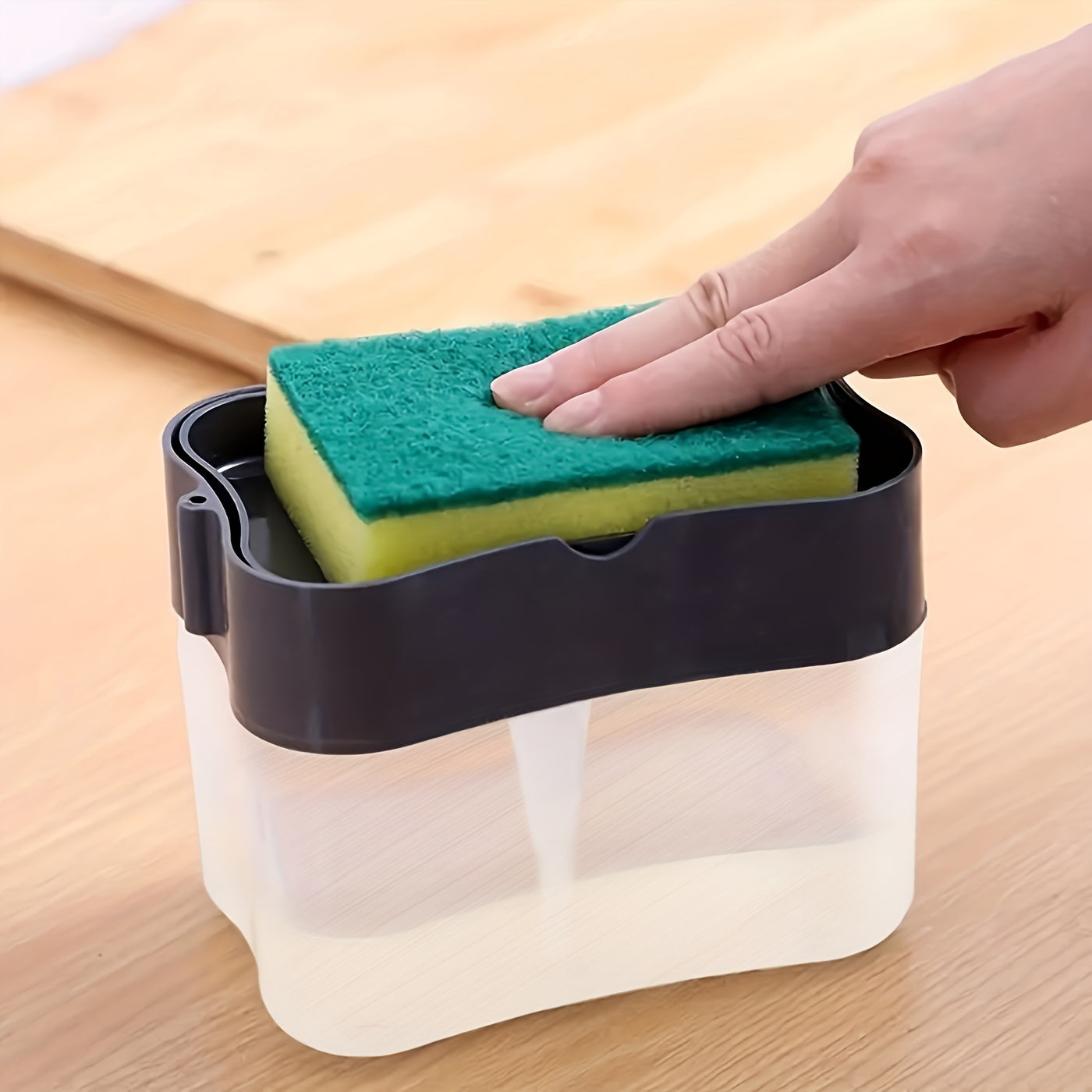Modern Space-Themed • 1pc ABS Plastic Dish Soap Dispenser • Sponge Holder • Lightweight Square Kitchen Sink Accessory • Hand Wash Only • Solid Color Design NovaCart
