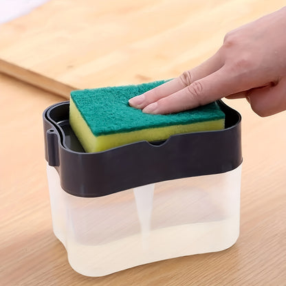 Modern Space-Themed • 1pc ABS Plastic Dish Soap Dispenser • Sponge Holder • Lightweight Square Kitchen Sink Accessory • Hand Wash Only • Solid Color Design NovaCart