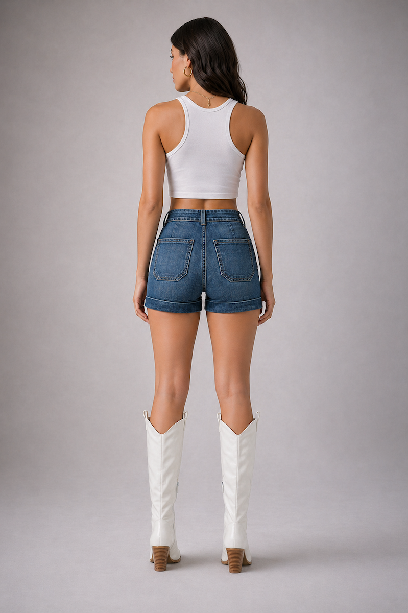 High-Waisted Denim Shorts for Women – Vintage-Inspired Fit, Made in USA GJG DENIM