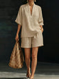 Women's Loose Batwing Sleeve Two-Piece Set – Casual Summer Beach Outfit FitiqueFit
