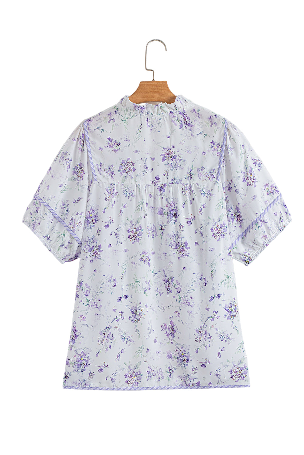Purple Floral Print Split Neck Plus Size Top Garden Naked Curves