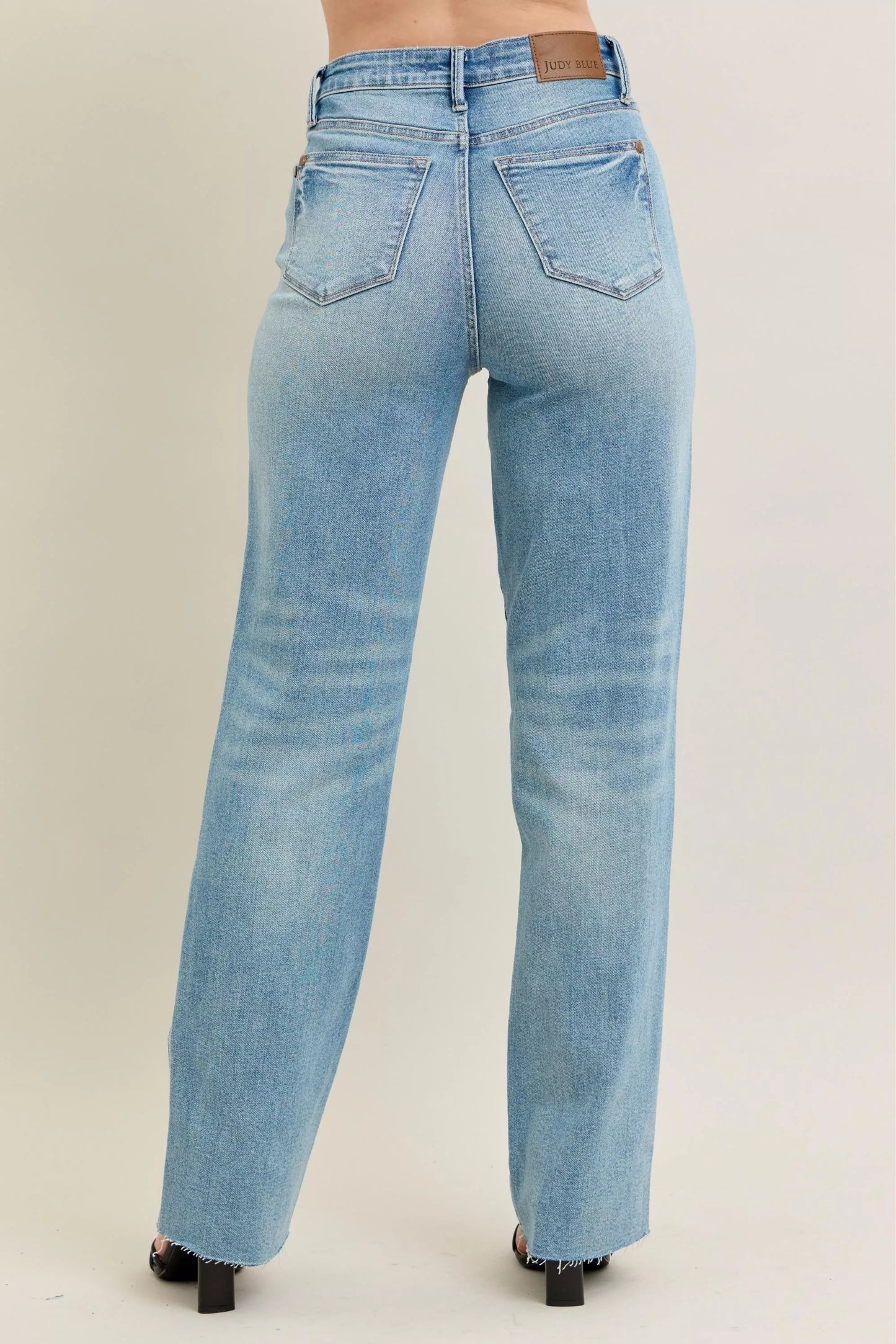 Judy Blue Full Size High Waist  Rigid Magic Star Shaped Destroy 90's Straight Jeans Plus Size Garden Naked Curves