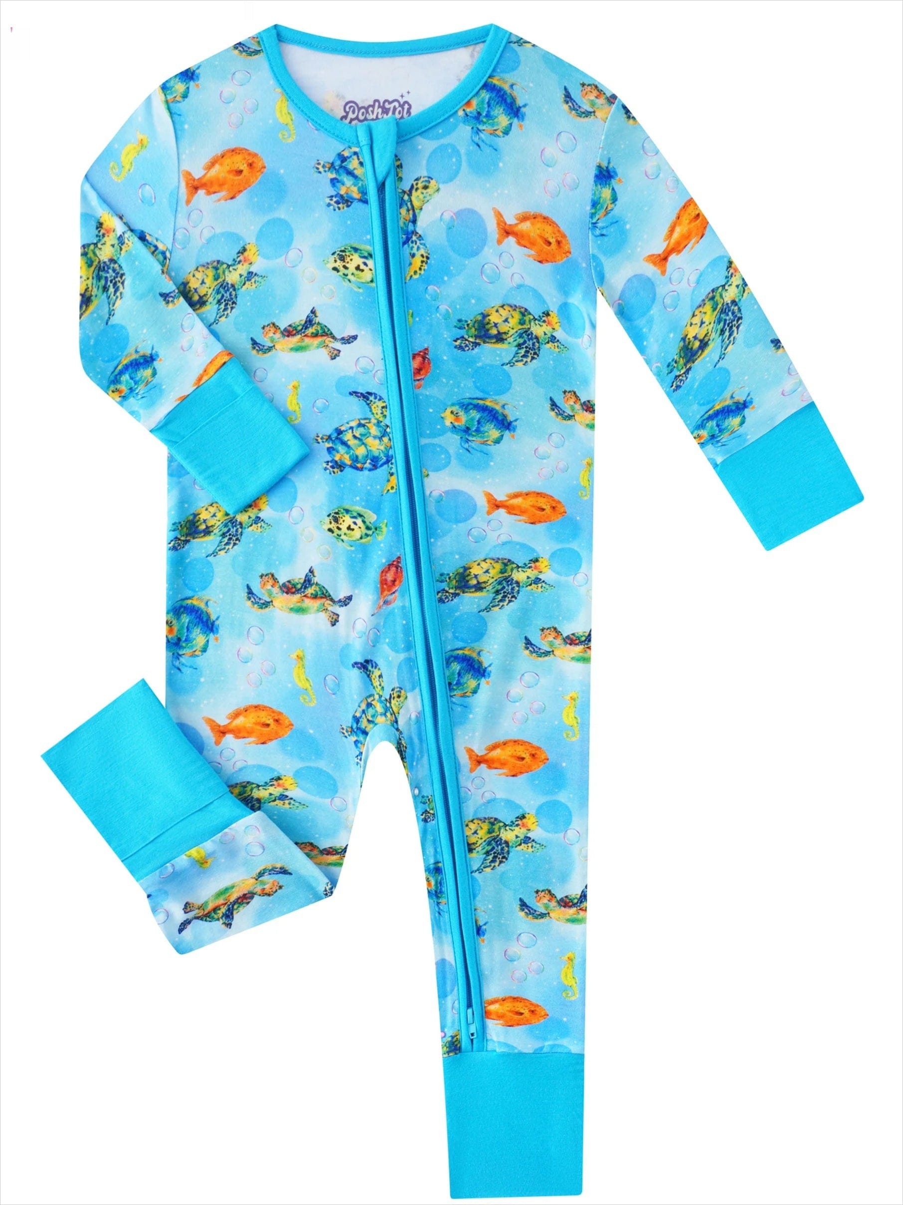 Posh TOT Sea Turtle Bamboo Baby Convertible Zippy Romper  CINCO DE MAYO PROMO - FINAL SALE Charlies Project Kids