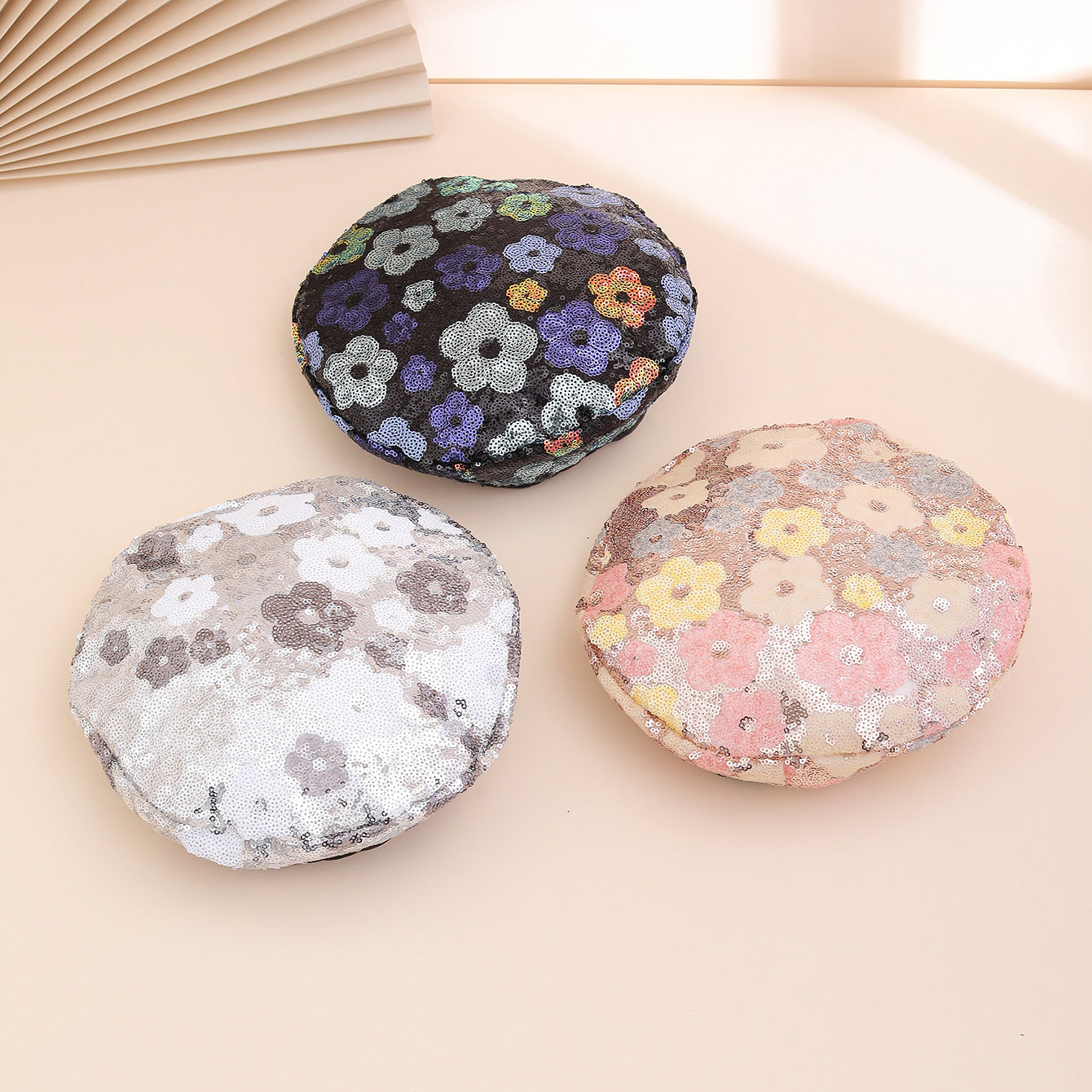 Sequin Flower Beret – Trendy Painter's Hat for Women | Outdoor & Everyday Style FitiqueFit