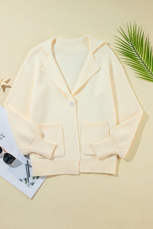 Solid Lapel Collar Single Button Sweater Cardigan Shop Style & More | Fresh Looks, Everyday Deals & Free Shipping