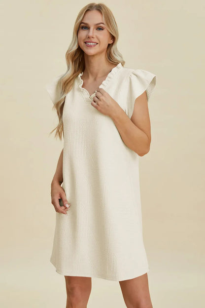 Double Take Full Size Ruffled V-Neck Cap Sleeve Dress West2East Surf
