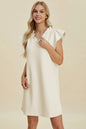 Double Take Full Size Ruffled V-Neck Cap Sleeve Dress West2East Surf