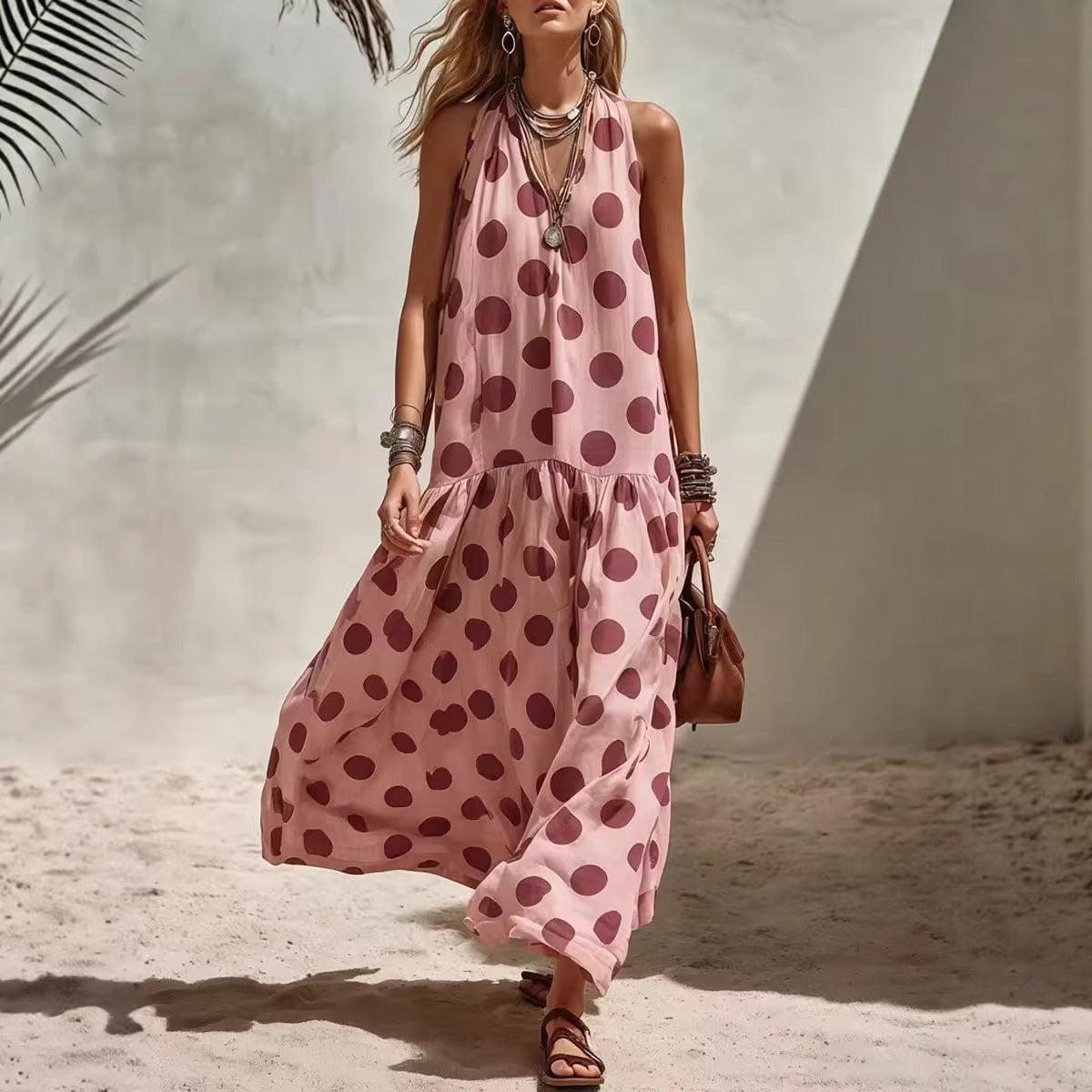 Women's Digital Print Short Sleeve Loose Maxi Dress – Knit Fabric FitiqueFit