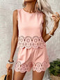 Women's Elegant Hollow-Out Floral Top & Pants Set – 2-Piece FitiqueFit