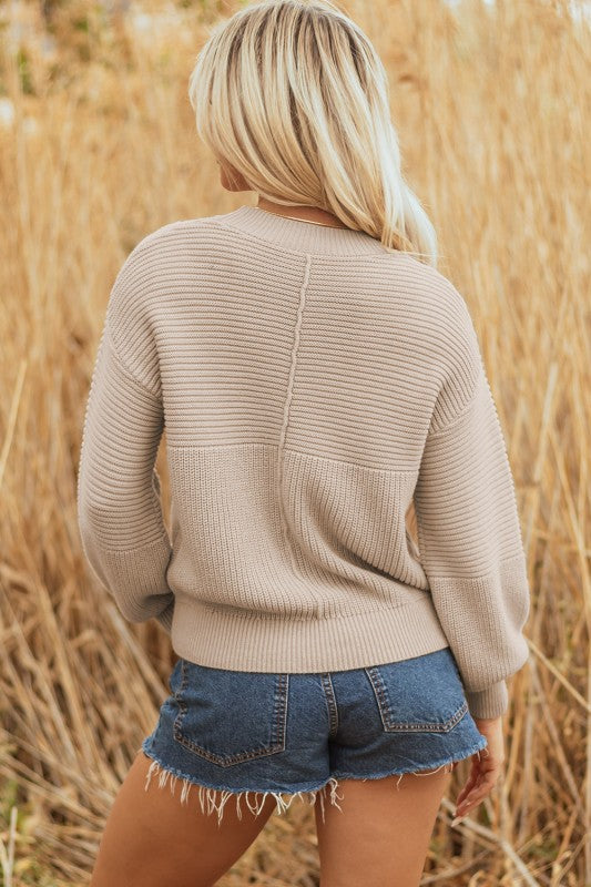 Ribbed Patchwork Textured Knit Puff Sleeve Sweater Shop Style & More | Fresh Looks, Everyday Deals & Free Shipping