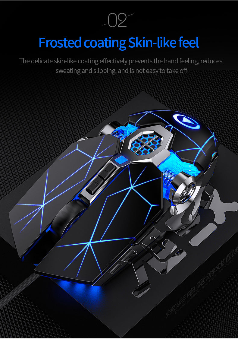 Silvery Carved Wired Mouse for E-Sports Gaming, Silent and Sound Chicken-Eating Mouse Macro for Desktops and Laptops NovaCart