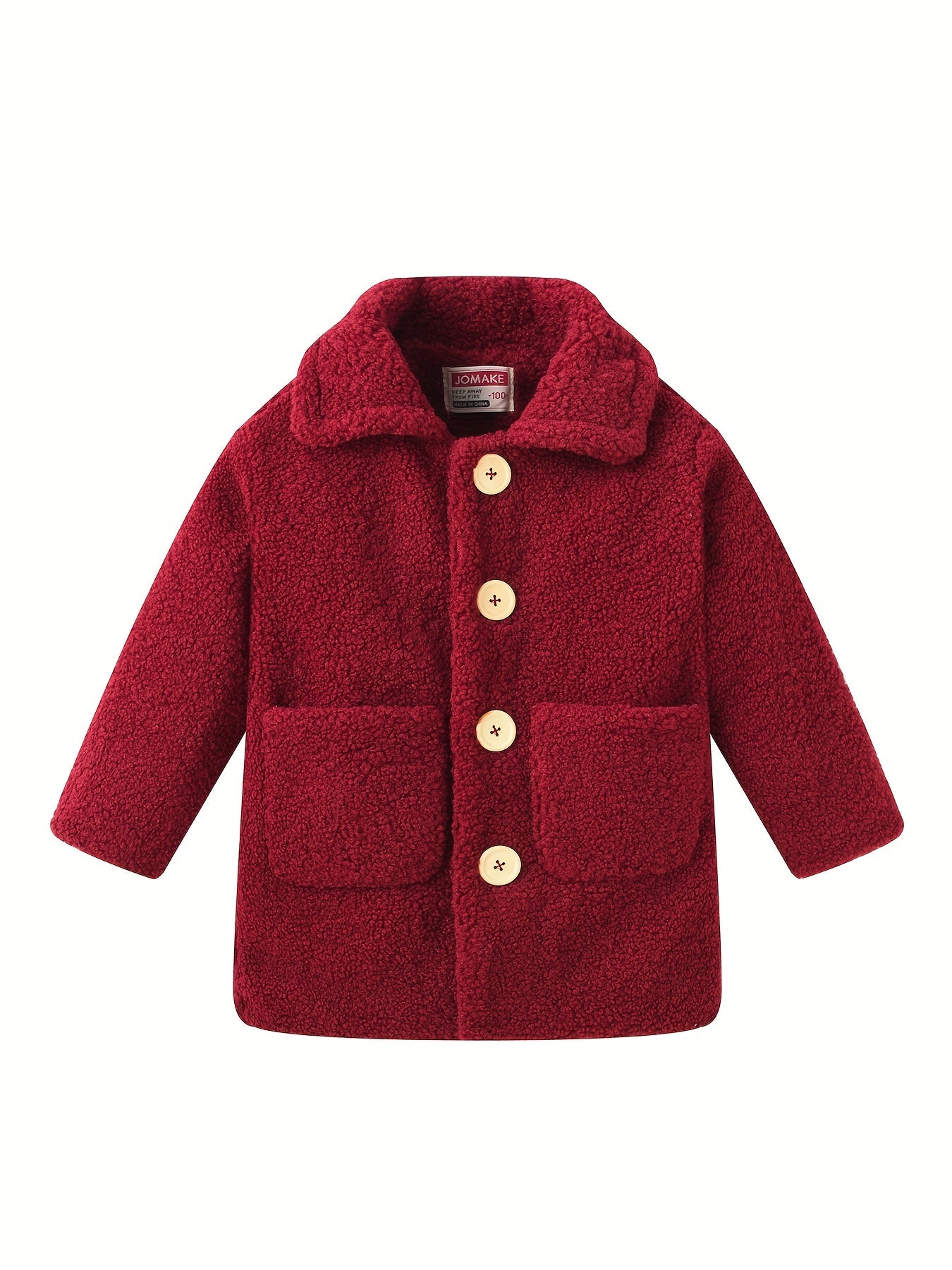 Girls' Lamb Fur Jacket | JOMAKE Korean-Style Lapel Collar, Two-Tone, Warm Windbreaker with Pockets, Lining, Button Closure, Long Sleeves for Winter NovaCart
