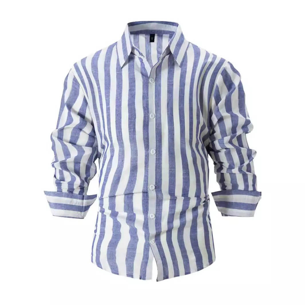 Striped Print Shirt Casual Loose Long-sleeved Shirt Men's Clothing SnagBag