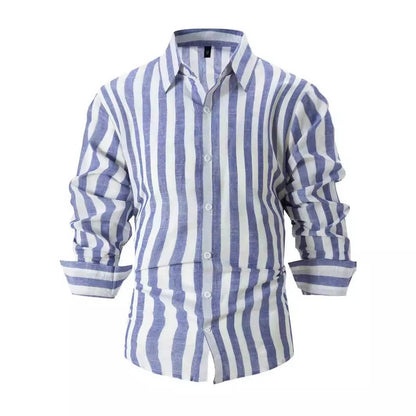 Striped Print Shirt Casual Loose Long-sleeved Shirt Men's Clothing SnagBag