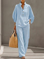 Women’s Casual Shirt and Full-Length Pants Set FitiqueFit