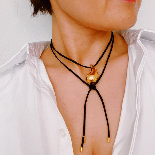 Black Leather Teardrop Necklace Shop Style & More | Fresh Looks, Everyday Deals & Free Shipping