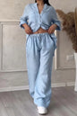 Wide-Leg Pants & Lace-Up Top Two-Piece Set – Solid Color, 12 Colors S–5XL FitiqueFit