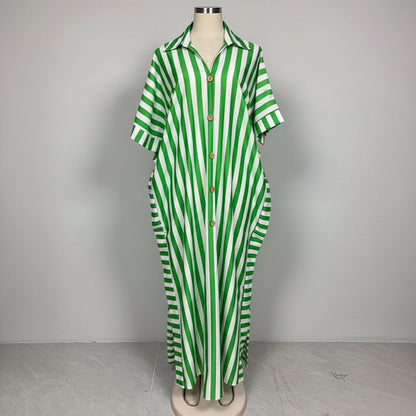African-Inspired Striped Loose Long Dress | One Size 5 Colors FitiqueFit