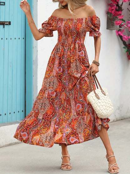 Women’s Paisley One‑Shoulder Maxi Dress FitiqueFit