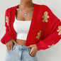Gingerbread Man Knit Cardigan with Ribbed Cuffs FitiqueFit