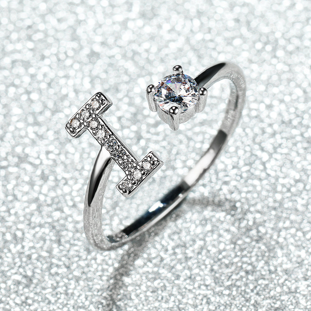 Popular Fashion Silvery AZ Letter Ring Initials Wedding Love Couple Rings Bridesmaid Gift NovaCart